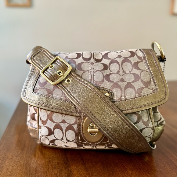 Coach Legacy 65th Anniversary Striped Interior Turnlock Shoulder Bag - Picture 1 of 14